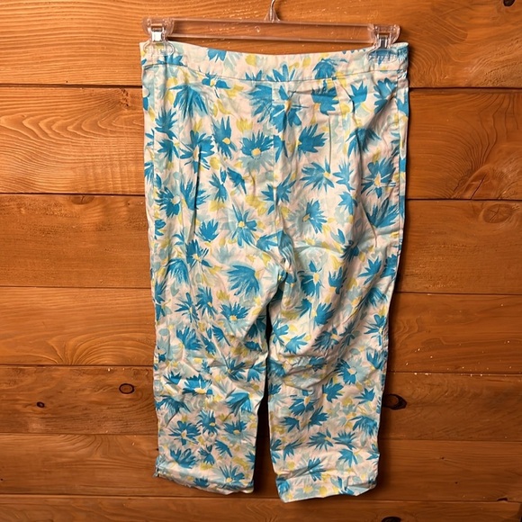 The Worthington‎ StretchWomens Cropped Floral Print Pants Blue Yellow 8 Summer - Picture 4 of 7